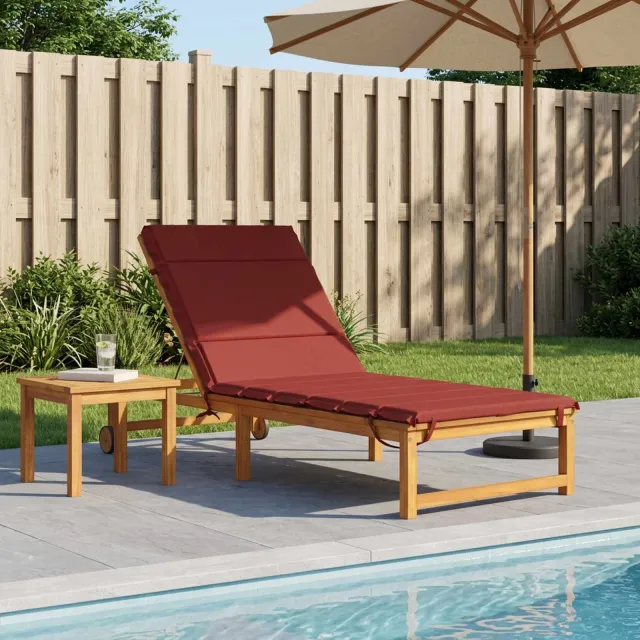 vidaXL Ligstoel Kussen GEMERT 100% Polyester Wijnrood 200 x 80 x 3 cm