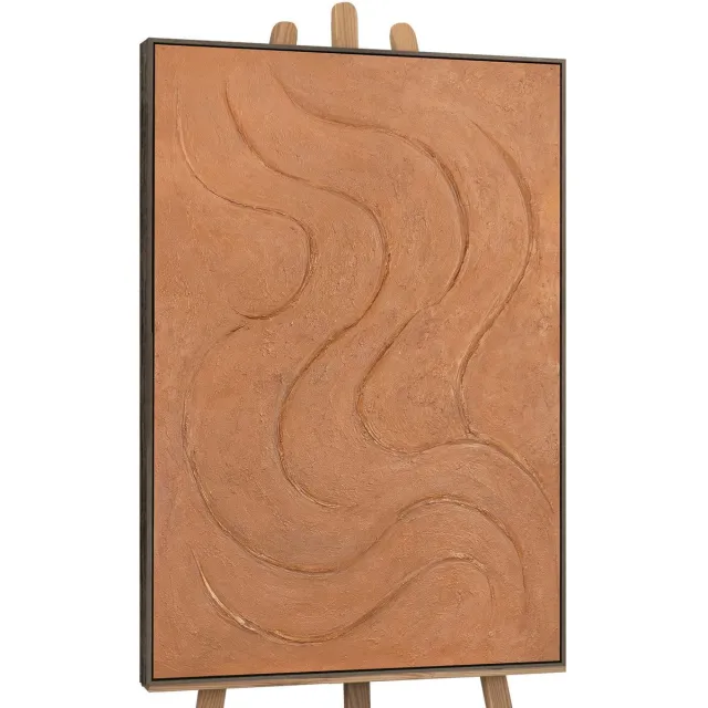 YS Canvas schilderij 140x100 cm handgeschilderd warme ritmes – YS-Art Gallery – Lijst: Grijs – Luxe wanddecoratie Grey
