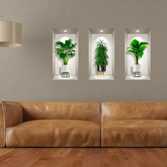 Ambiance Sticker 3D-plantensticker in mooie vaasjes, 60 x 90 cm Multi color
