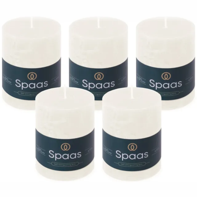 Spaas Rustieke Stompkaarsen - Wit - 70/95mm - circa 35 uur - 5 kaarsen