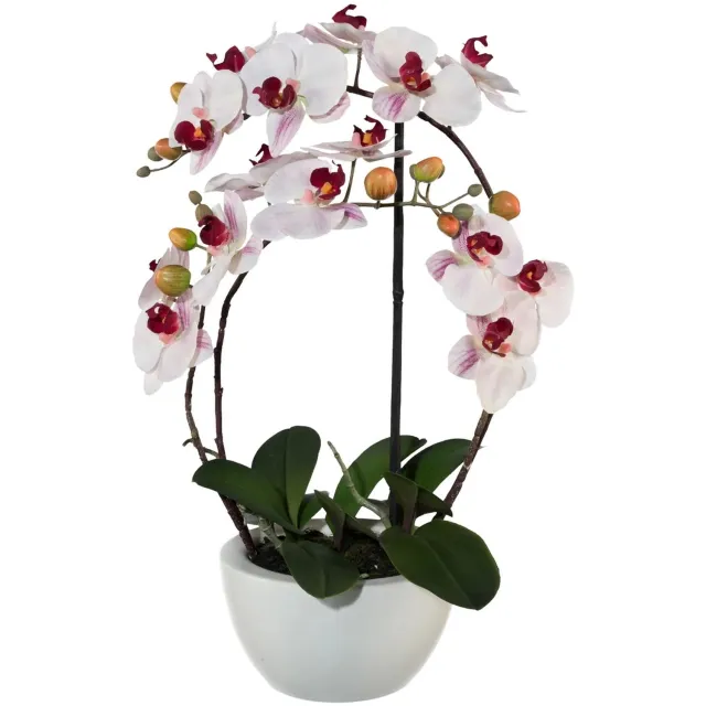 Kopu Kunstorchidee 52 cm - Roze - Witte keramische pot - Phalaenopsis