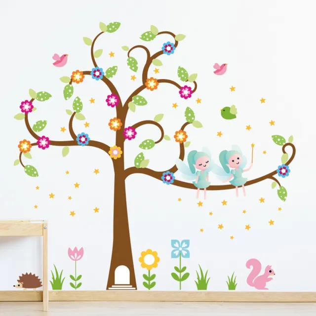 Plakkers Muursticker elfenboom babykamer full color