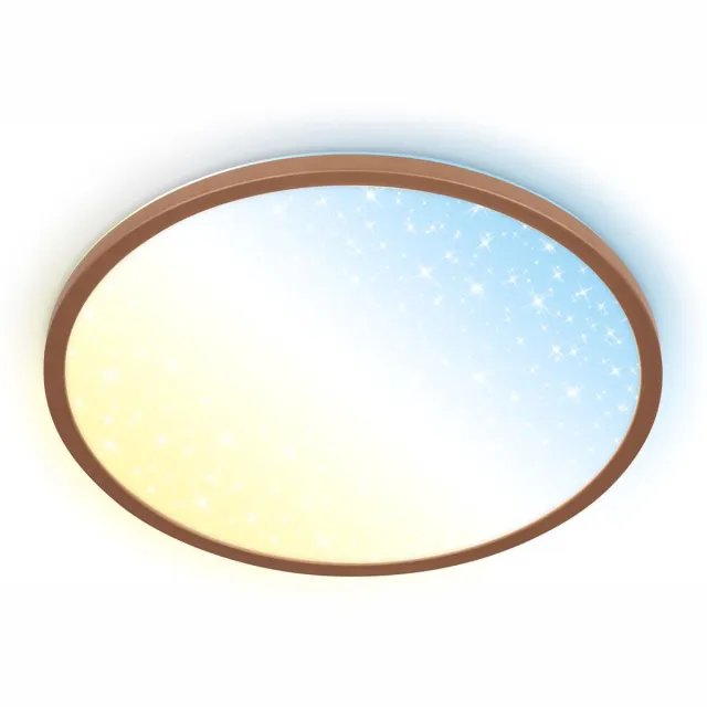 B.K.Licht BRILONER Slim - LED Plafonniere - dimbaar plafondlamp - met afstandsbediening - CCT kleurtemperatuurregeling - sterrenhemel - indirect licht - Ø37.5cm - koffie