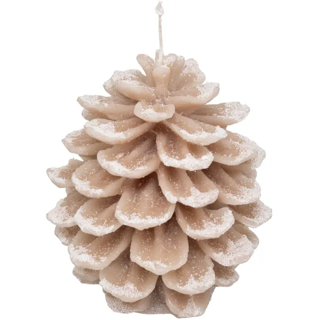 Fééric Lights and Christmas Dennenappel Kaars met sneeuw - H15,5cm - 560g - 30u - Wit