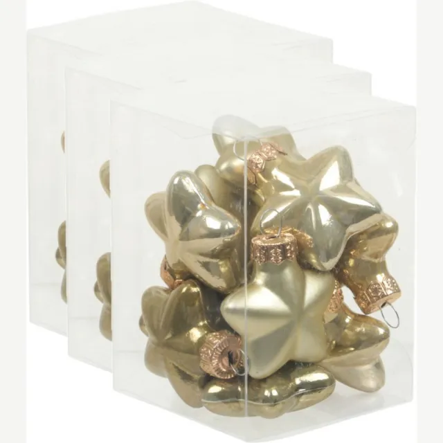 Othmar Decorations Kerstornamenten - sterren - 36x st - goud/groen - 4 cm - glas - kerstversiering Multi