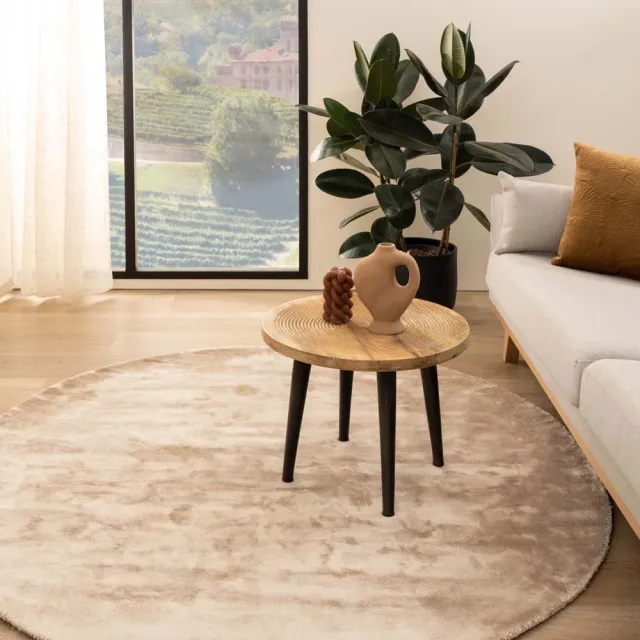 Paon Brillant Viscose vloerkleed rond - Pearl beige 250