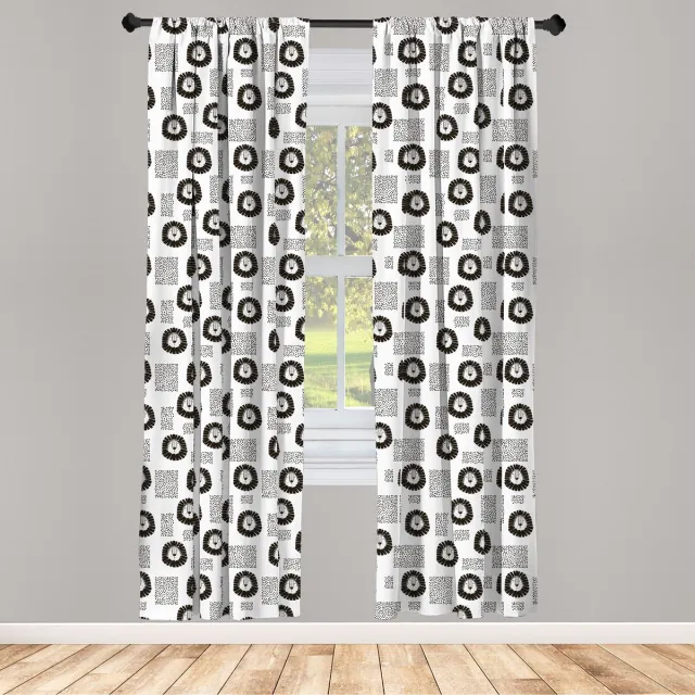 ABAKUHAUS Zwart-witte raamgordijnen – 2-delige paneelset 75x175 cm – roedezak – microvezel Zwart en wit