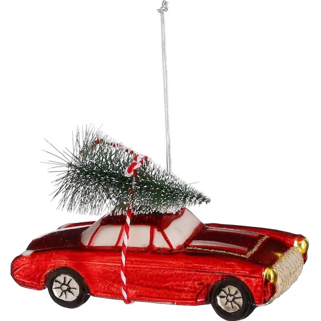 Mica Decorations kerstornament auto - papier - rood