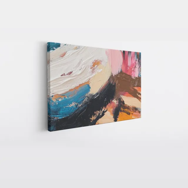Saammp Canvas Schilderij - Groffen verf strepen- Abstract kunstwerk - 30x20 - Foto op canvas - Wanddecoratie - Muurdecoratie Woonkamer - Slaapkamer decoratie - Canvas Print Multicolor