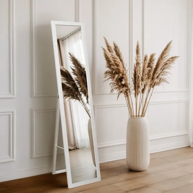 Coloray Staande Spiegel - Grote Staande Spiegel - 36 cm x 156 cm - Staande Spiegel Wit - Woonkamer Staande Spiegel - Vrijstaande Spiegel - Moderne Staande Spiegel - Spiegel Met Lijst Witte MDF Lijst