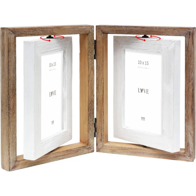Deknudt Frames fotolijst S67UE1 H2V - wit - tweeluik - 4x 10x15 cm bruin