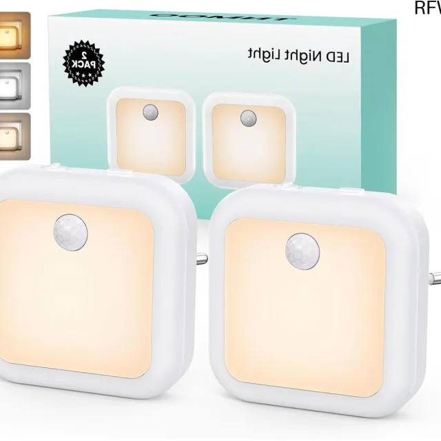 RFWR Nachtlampje met Bewegingssensor en Dimbare LED, 2 Stuks - Automatisch Aangeschakeld, Veilig en Energiebesparend Wit, Warm, Warm Wit