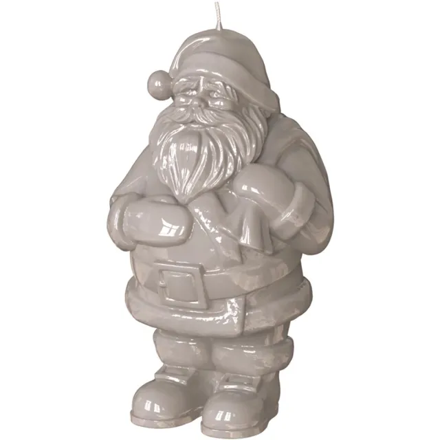 Engels Kerzen Classic kaars kerstman 12x11.5cm H20cm leinen lacque grijs