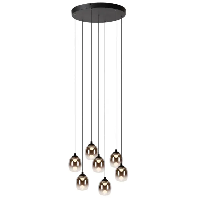 Lucide TAMINO - Hanglamp - Ø 52 cm - LED Dimb. - 7x7W 3000K Zwart