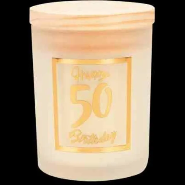 Paper dreams Geurkaars klein goud/wit - 50 jaar 8x6 cm