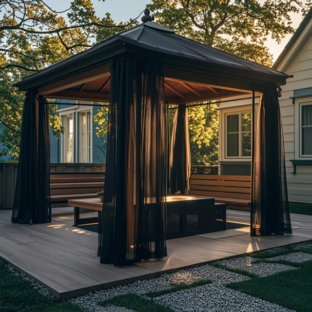Qelus Buitengordijn Horrengaas – Outdoor Gordijnen voor Gordijnroede - Gordijnen Kant en Klaar - Ventilerend Muggennet voor Terras, Tuin of Balkon - B 160 x H 213cm (Zwart)