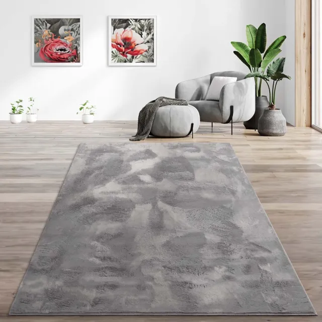 Svea Laagpolig vloerkleed - Svea donkergrijs 60x90