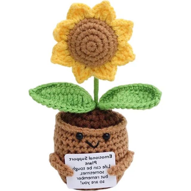 By Shane ByShane - Gehaakte zonnebloem kunstbloem potplant | Handgemaakt cadeau voor Bureau Verjaardag Any