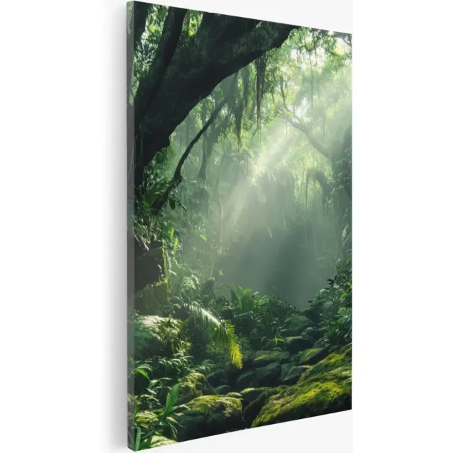 Saammp Canvas Schilderij - Natuur - Huis tussen de bergen - landschap - 75x100 - Foto op canvas - Wanddecoratie - Muurdecoratie Woonkamer - Slaapkamer decoratie - Canvas Print Multicolor