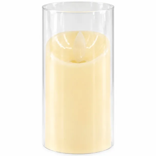 SWGOTA led kaarsen - 1 stuk, 5 x 10 cm, warm licht, transparante kap, kunststof behuizing, inclusief AG13-batterijen Ivoor