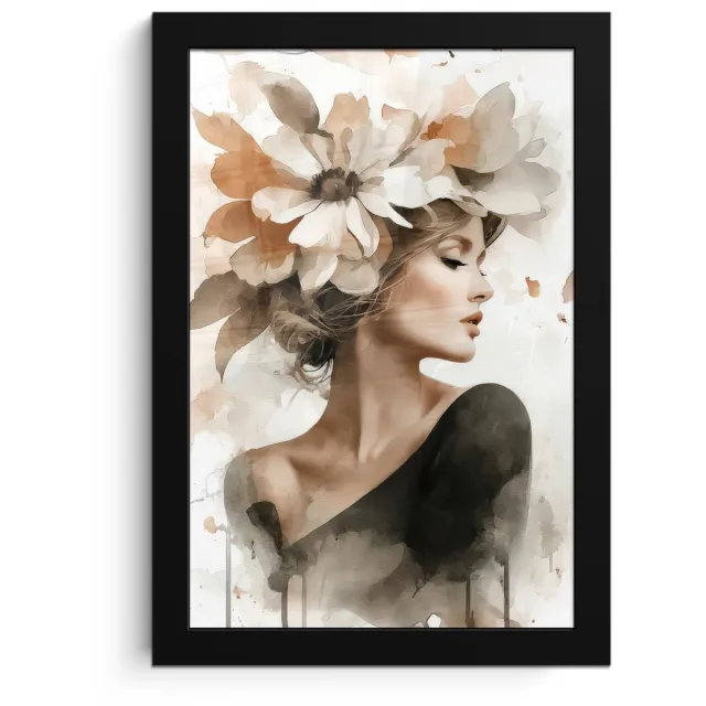 FrameYourWall Poster in lijst - Fotolijst 20x30 cm - Posters - Bloesem - Portret - Gezicht - Posterlijst zwart - Decoratie - Wanddecoratie woonkamer - Muurdecoratie slaapkamer