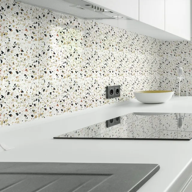 Ambiance Sticker Muurstickers - Zelfklevende tegelmuurstickers voor keuken en badkamer - 9 Pablo Terrazzo tegelstickers - 9 stickers 15x15cm Multi color