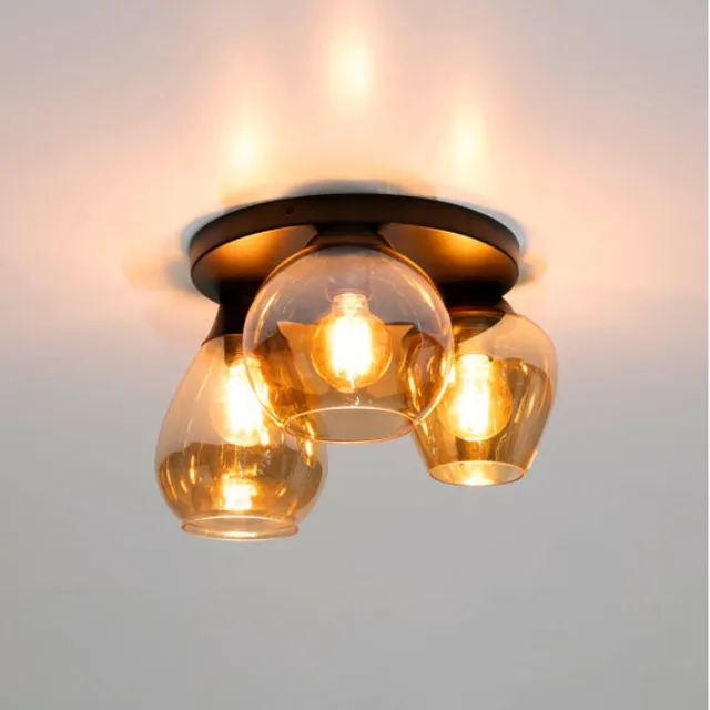 Meubelplaats Plafondlamp Philip Mix glas 3-lichts - 41 cm breed - amber glas Naturel