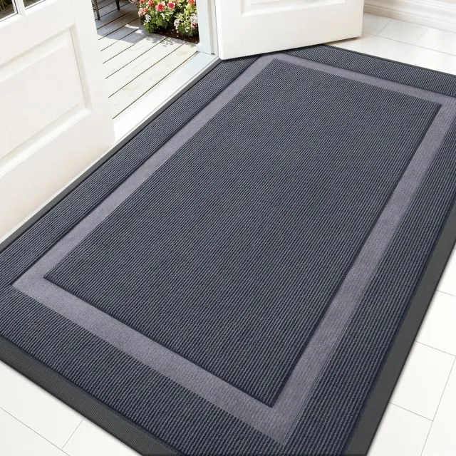 Homaxy Deurmat Binnen - Droogloopmat - Antislip Deurmat - Schoonloopmat - Wasbaar - puur grijs - 89X150cm