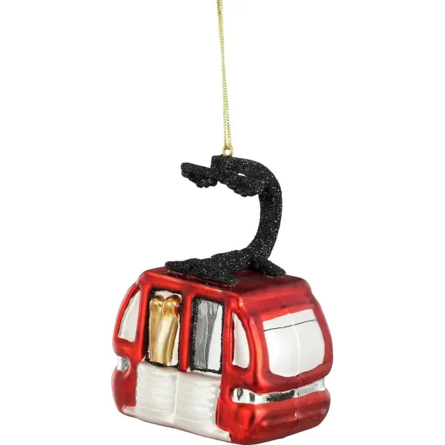 Mica Decorations kerstornament ski lift - glas rood