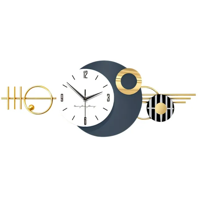 J.T.R Wandklok industrieel-klok- Wandklok met Scandinavische Stijl, Lichte Luxe, Moderne -Metaal-Gouden Stille Wandklok-Installatie Zonder Boren, Stil Uurwerk-(82X32).