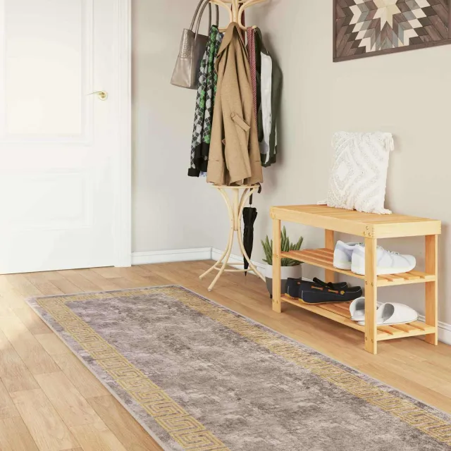 vidaXL Vloerkleedloper MARSA Grijs en Goud 80 x 400 cm, foto 2