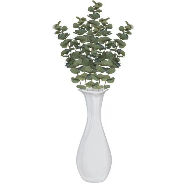 CHAKS Kunsttak Eucalyptus - 6x - 69 cm - kunst zijdebloemen - kunstplant - met knoppen Groen