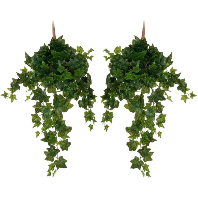 Mica Decorations Hedera klimop kunstplant - 2x - groen - hangplant - L25 x B25 x H80 cm - Kunstplanten/nepplanten