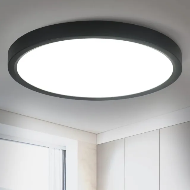 NETTLIFE badkamer plafonnière - Zwart - rond - klein - Koel wit licht - 15 W - ⌀23cm