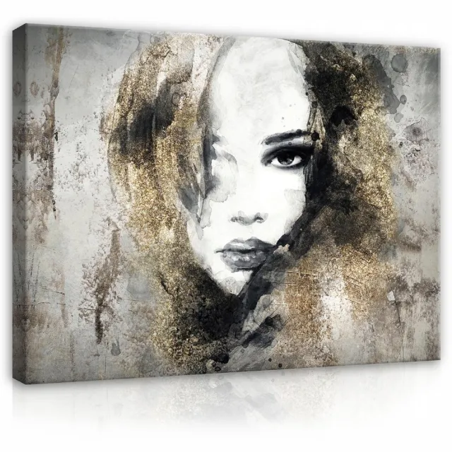 WALLARENA Canvas schilderij - 60x40 cm - afbeelding van een vrouwengezicht met betonachtige lippen multikleurig