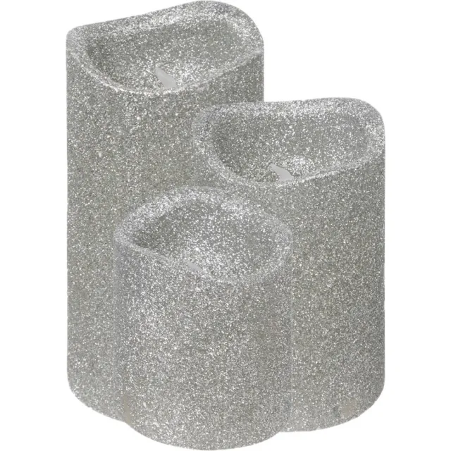 Feeric lights & Christmas Feeric lights LED stompkaarsen - 3x - zilver - glitter