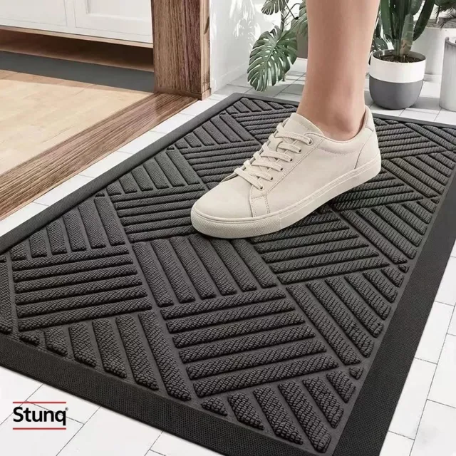 Stunq Buitendeurmat 75x45 cm Natuurrubber Antislip Zwart