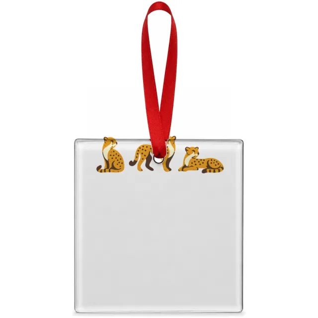 Mr Cadeautjes Glazen tegel vierkant 7,6 cm - design Een rustige reeks kleine dieren in verschillende poses met v | cadeau Wit