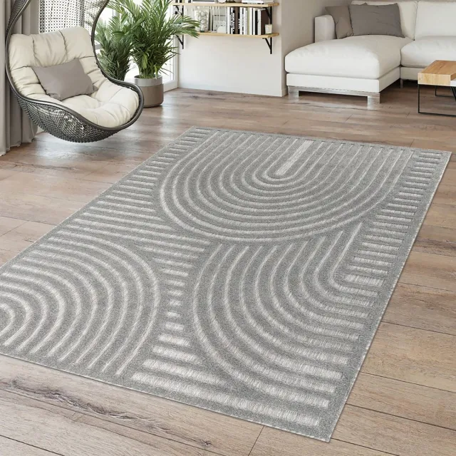 TT Home Binnen- en buitentapijt Eetkamer Weerbestendig Terras Etnisch Scandinavisch design 140 x 200 cm Rechthoek 140 x 200 cm Rechthoek grijs
