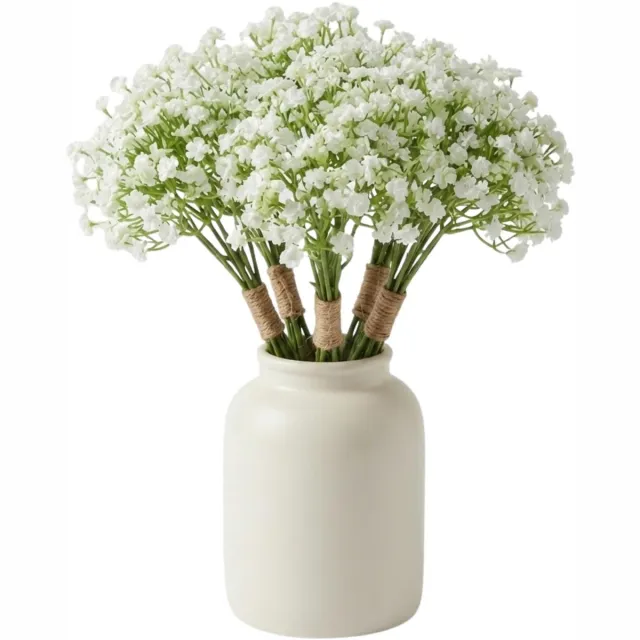 Bellatio Design Kunstbloemen boeket Gipskruid - 5x - 33 cm - wit - kunst zijdebloemen - Gypsophila