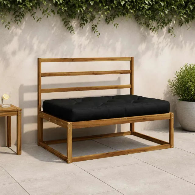 vidaXL Pallet Zitkussen VIANEN 100% Polyester Zwart 120 x 80 x 12 cm
