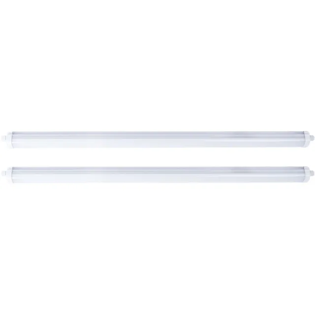 V-TAC Diffusor verlichting LED vochtbestendige lamp wit werkplaatsverlichting IP65, kunststof, 1x LED 48W 5760lm 4000K neutraal wit, LxBxH 150x6,5x5,8 cm, set van 2