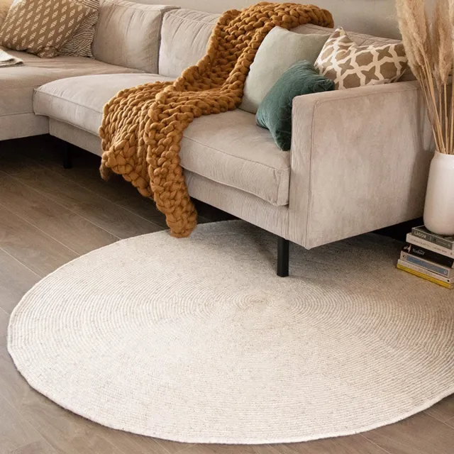 NATURL. Rond wollen vloerkleed - Wise Wit | Zacht en warm - Ø 150cm