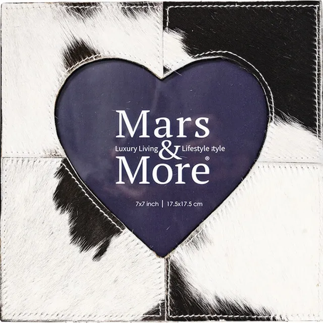 Mars & More Mars&More Fotolijst koe hart zwart/wit 20x20cm leer