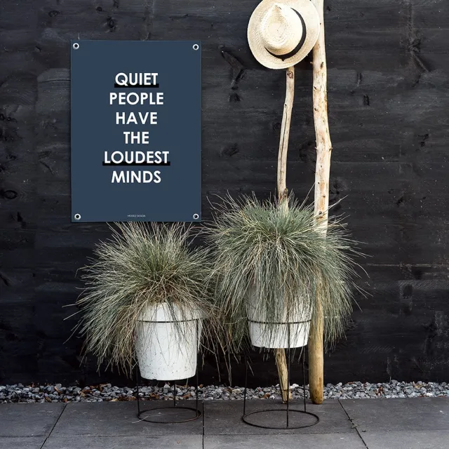 MOODZ design Tuinposter | Buitenposter | Quiet people have the loudest minds | 70 x 100 cm | Blauw