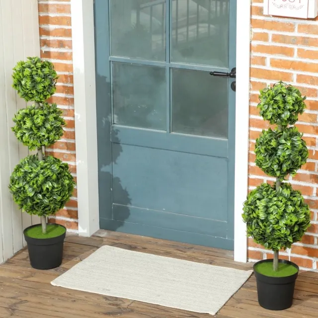 COVREO Kunstplant 100 cm - groen kunststof, set van 2, UV-bestendig, voor binnen en buiten