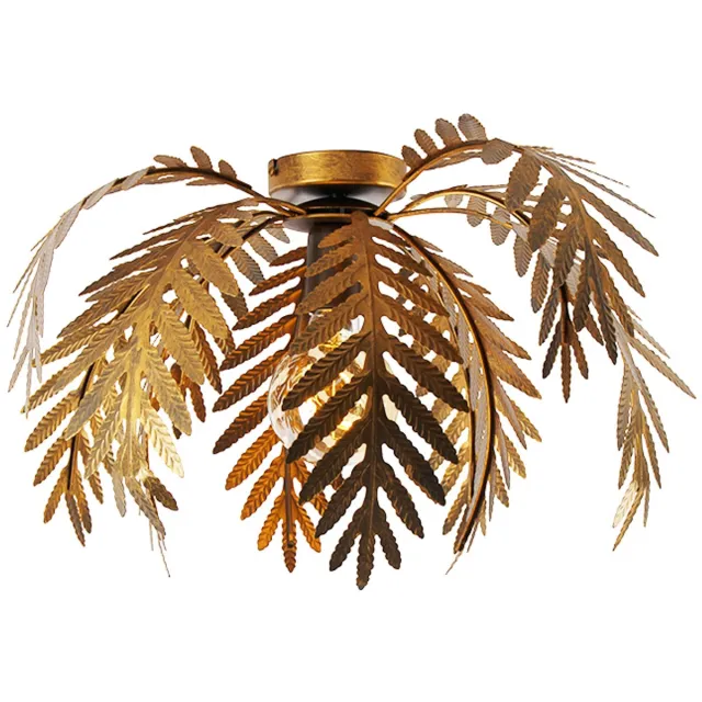 QAZQA botanica - Landelijke Plafondlamp - 1 lichts - Ø 45 cm - Goud/messing - Woonkamer | Slaapkamer
