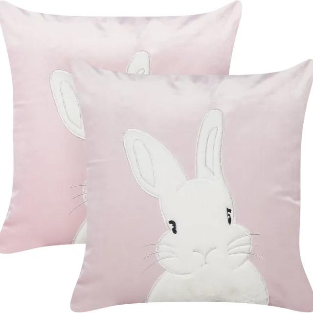 Beliani IBERIS - Sierkussen set van 2 - Roze - 45 x 45 cm - Polyester