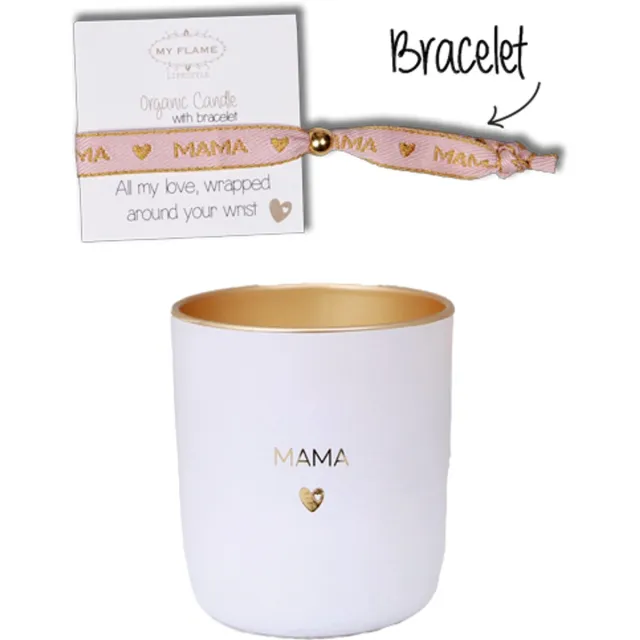 My Flame Sojakaars & Armband - Mama - Cadeau - Liefde - Moederdag - Valentijn Wit