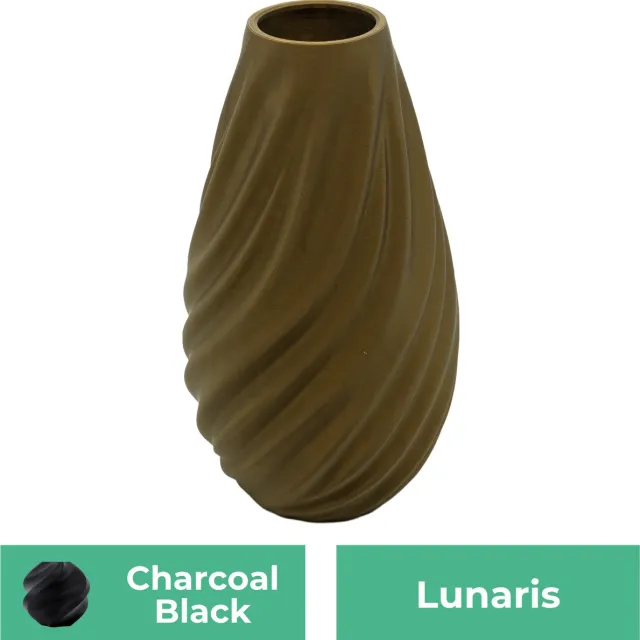 Lovora Lunaris moderne vaas – Decoratieve vaas - Zwart - 3d geprinte vaas – geschikt voor droogbloemen - 34CM